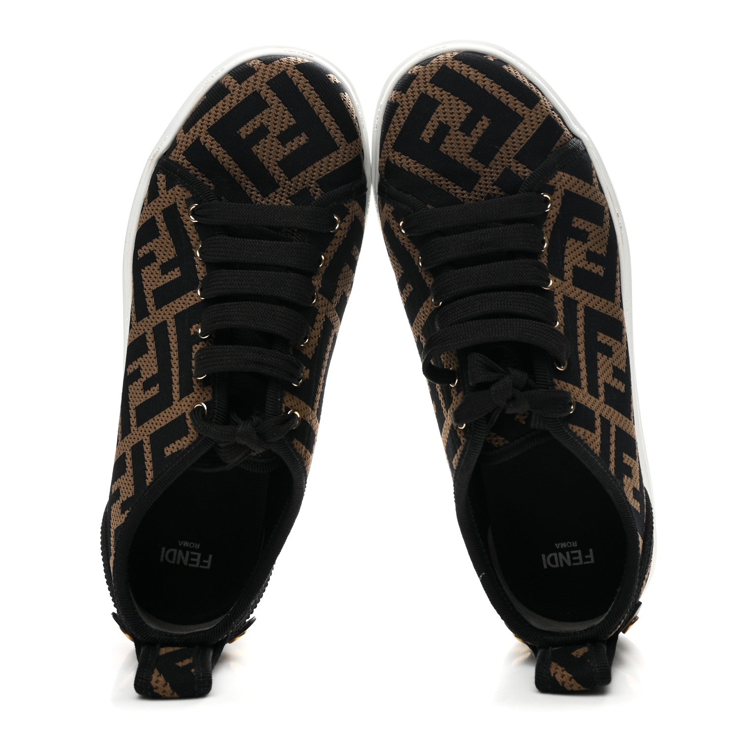 Fendi Fabric FF Micro-Perforated Rise Low Top Sneakers 36 Tobacco Black 2 of 9