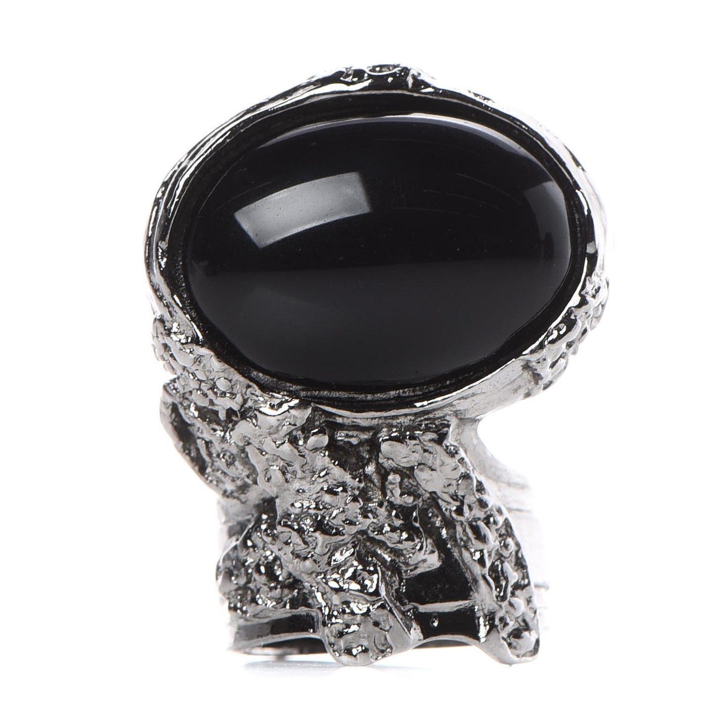 Glass Cabochon Gunmetal Arty Ovale Ring 8 Black