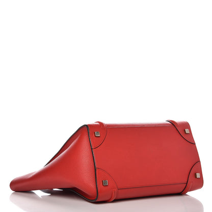 Celine Drummed Calfskin Mini Luggage Coquelicot 4 of 17