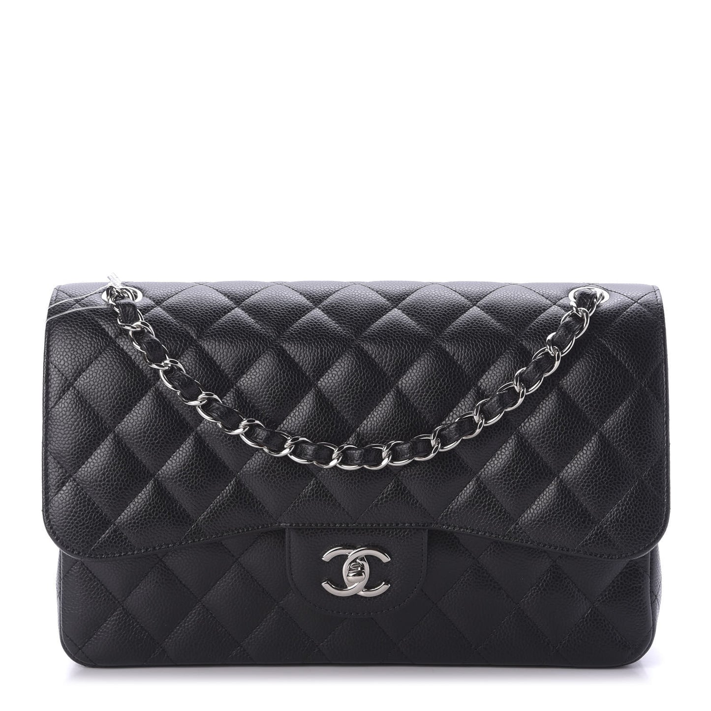Caviar Quilted Jumbo Double Flap Black