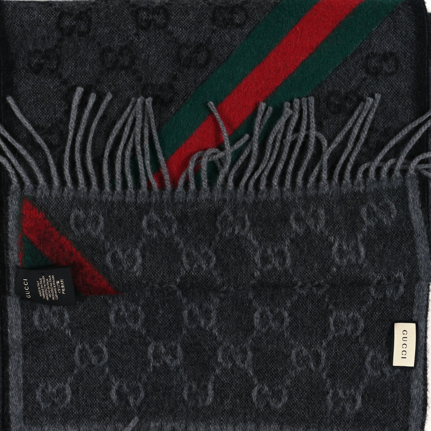 Gucci Wool Alpaca Monogram Web New Nikky Scarf Grey 3 of 3