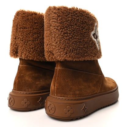 Louis Vuitton Suede Calfskin Shearling Snowdrop Flat Ankle Boot 38 Cognac 4 of 8