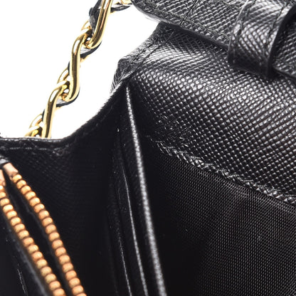 Prada Saffiano Metal Oro Chain Wallet Nero Black 8 of 10
