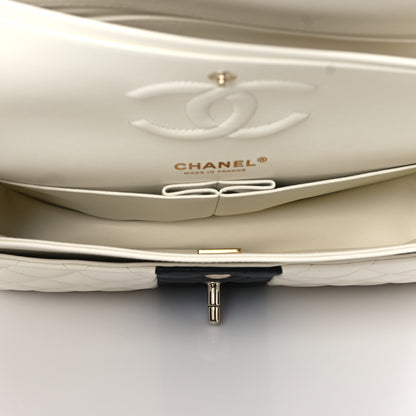 Chanel Lambskin Quilted Medium Double Flap Black White 4 of 10