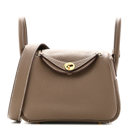 Hermes Taurillon Clemence Mini Lindy 20 Etoupe 1 of 11