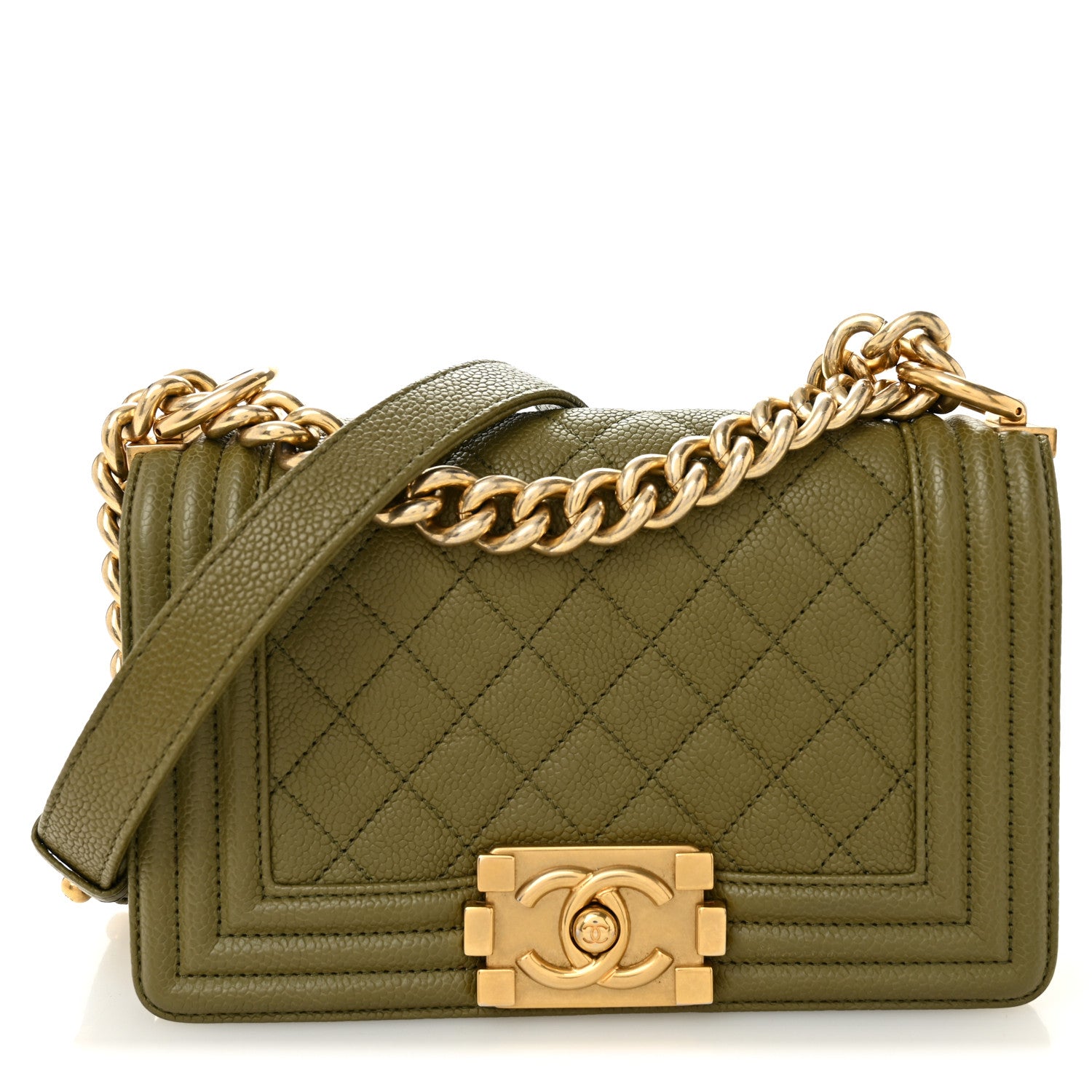 Chanel Caviar Quilted Small Boy Flap Green 1 of 10