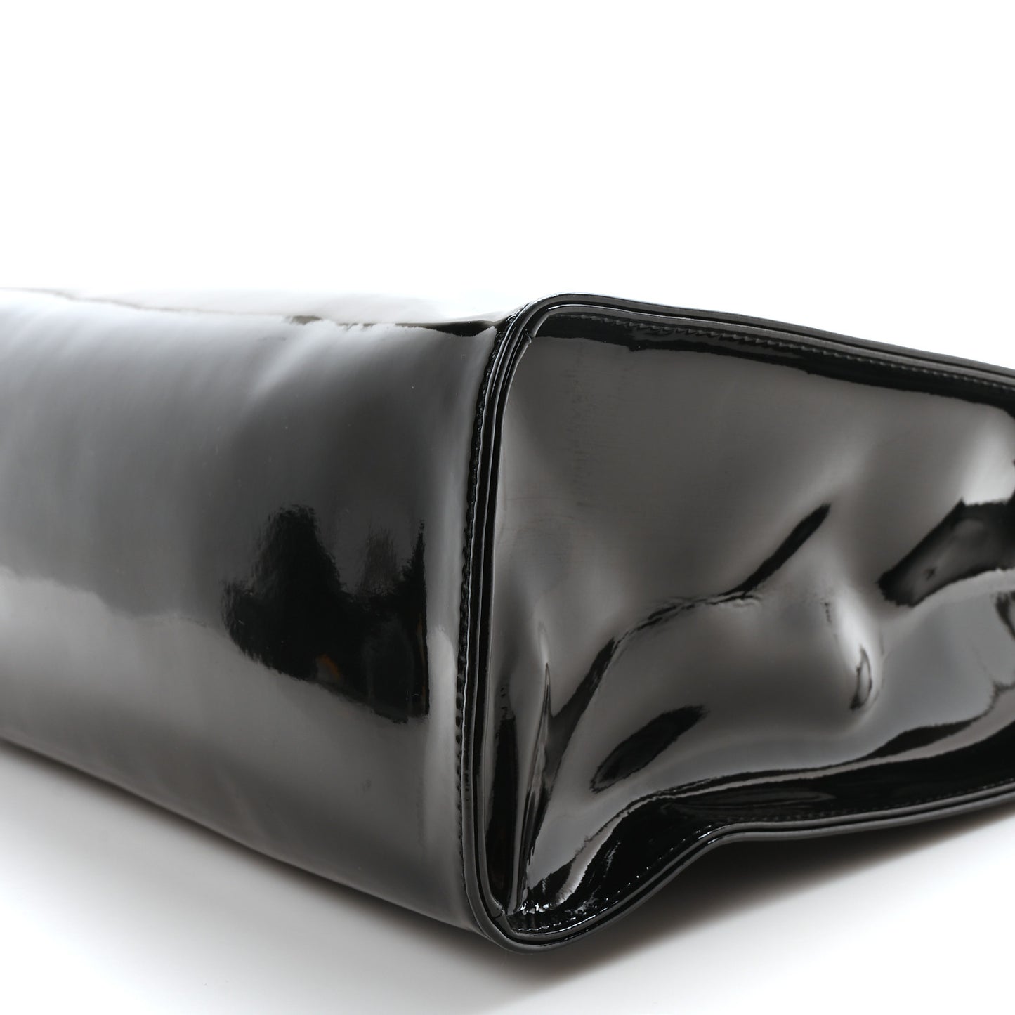 Patent Vegan Leather Medium Shopping Bag Black