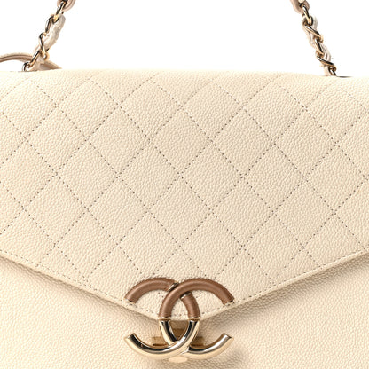 Chanel Grained Calfskin Quilted Medium Cuba Top Handle Flap Ivory 7 of 9