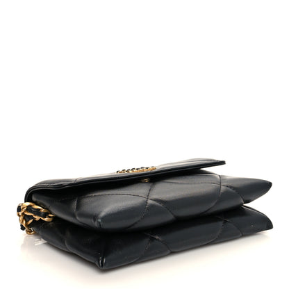 Chanel Lambskin Quilted Chanel 19 Flap Clutch Black 4 of 12