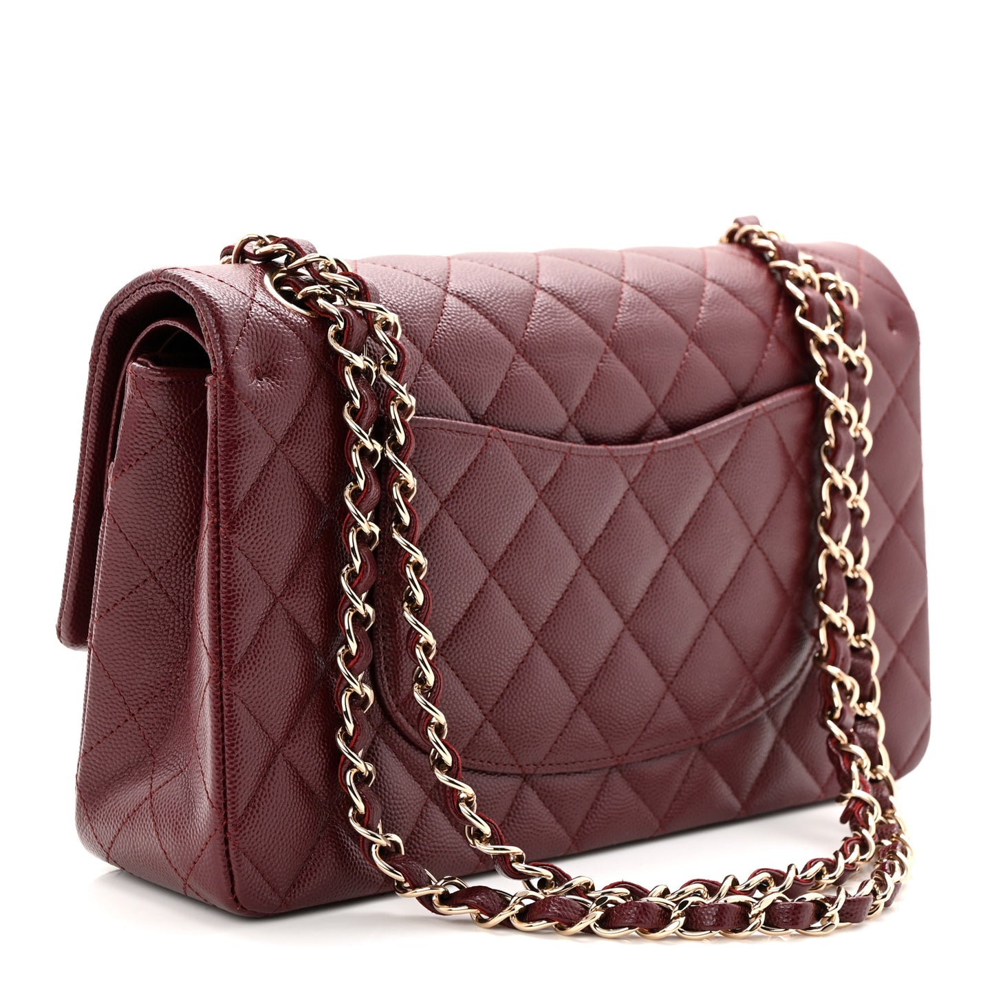 Caviar Quilted Medium Double Flap Burgundy