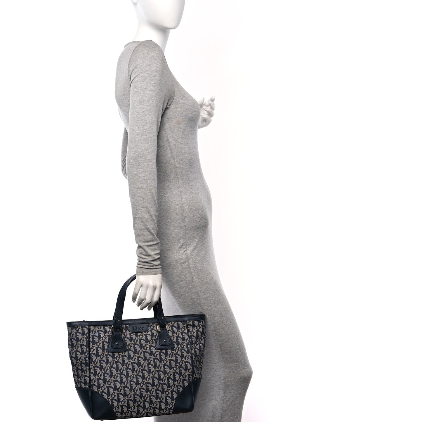 Denim Calfskin Monogram Tote Navy Blue