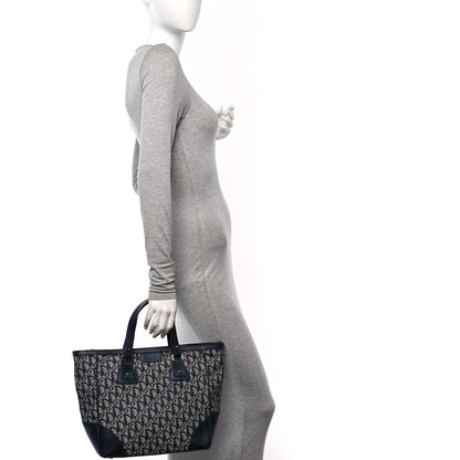 Christian Dior Denim Calfskin Monogram Tote Navy Blue 2 of 11