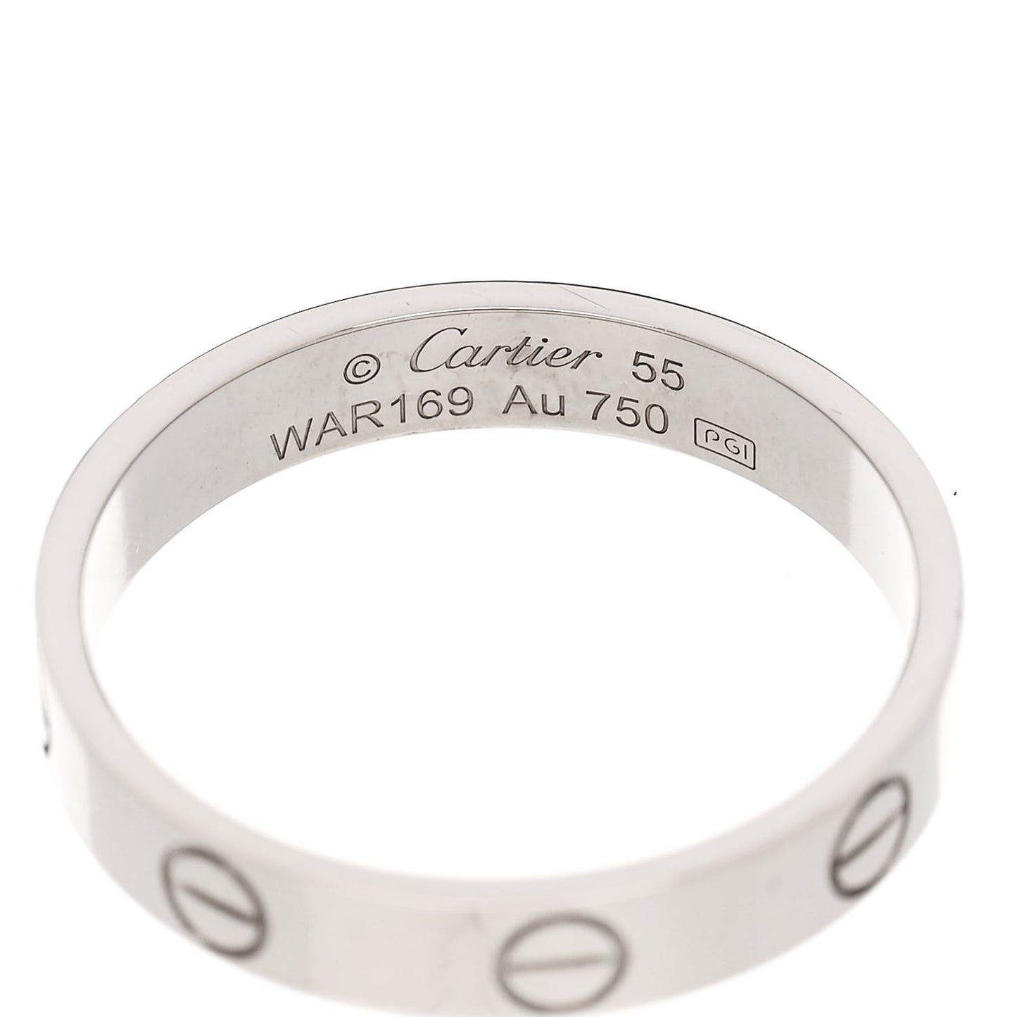 18K White Gold 3.5mm LOVE Wedding Band Ring 55 7.25