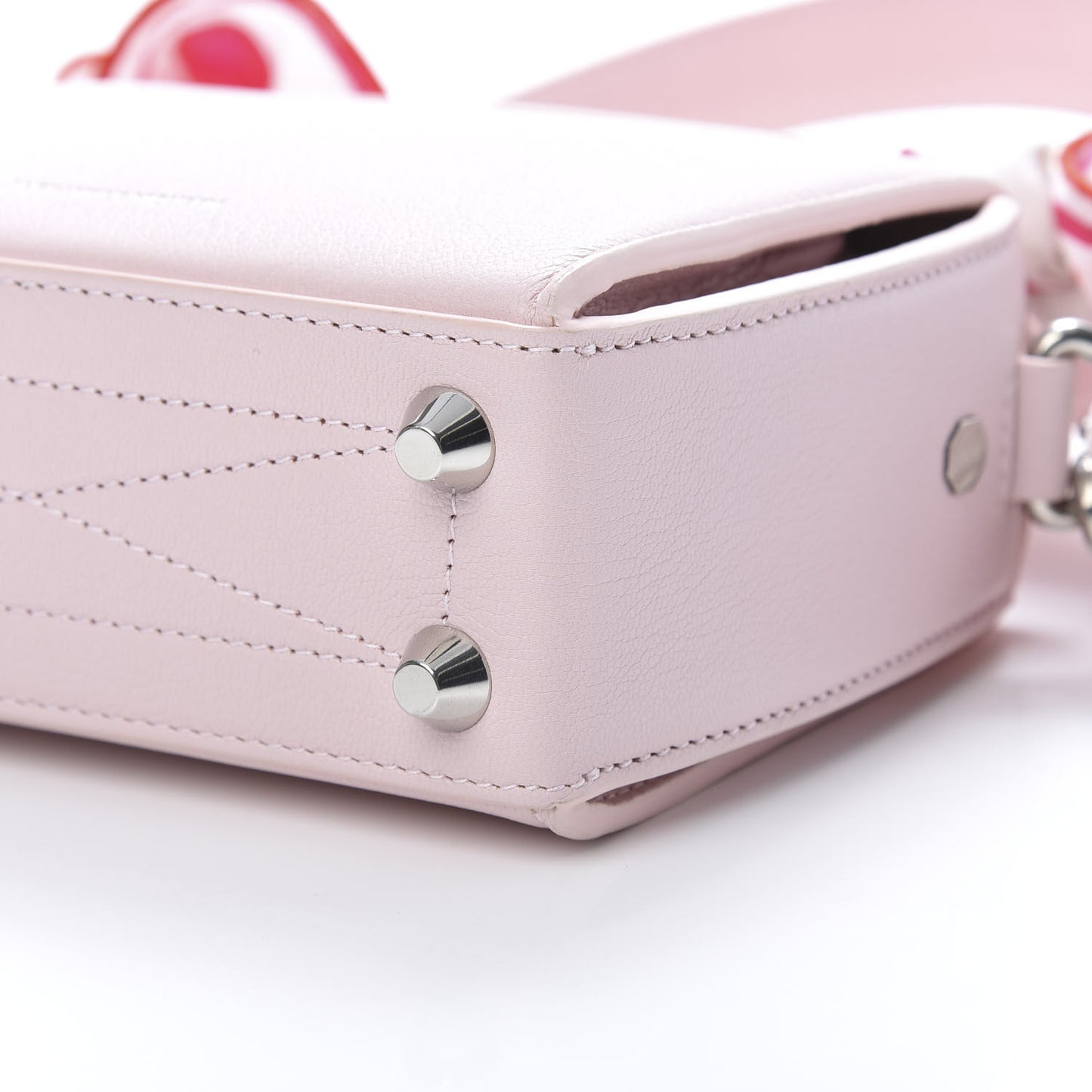 Calfskin Silk Scarf Box Shoulder Bag 16 Baby Pink Ivory