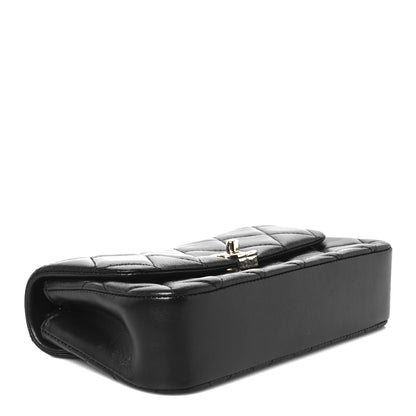 Chanel Lambskin Quilted Rectangular Phone Holder Clutch With Chain Black 4 of 11