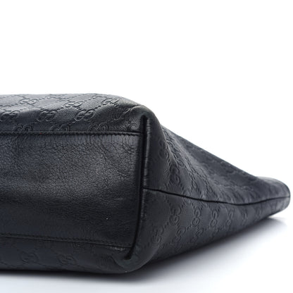 Gucci Guccissima Medium Zippered Shopping Tote Black 8 of 9