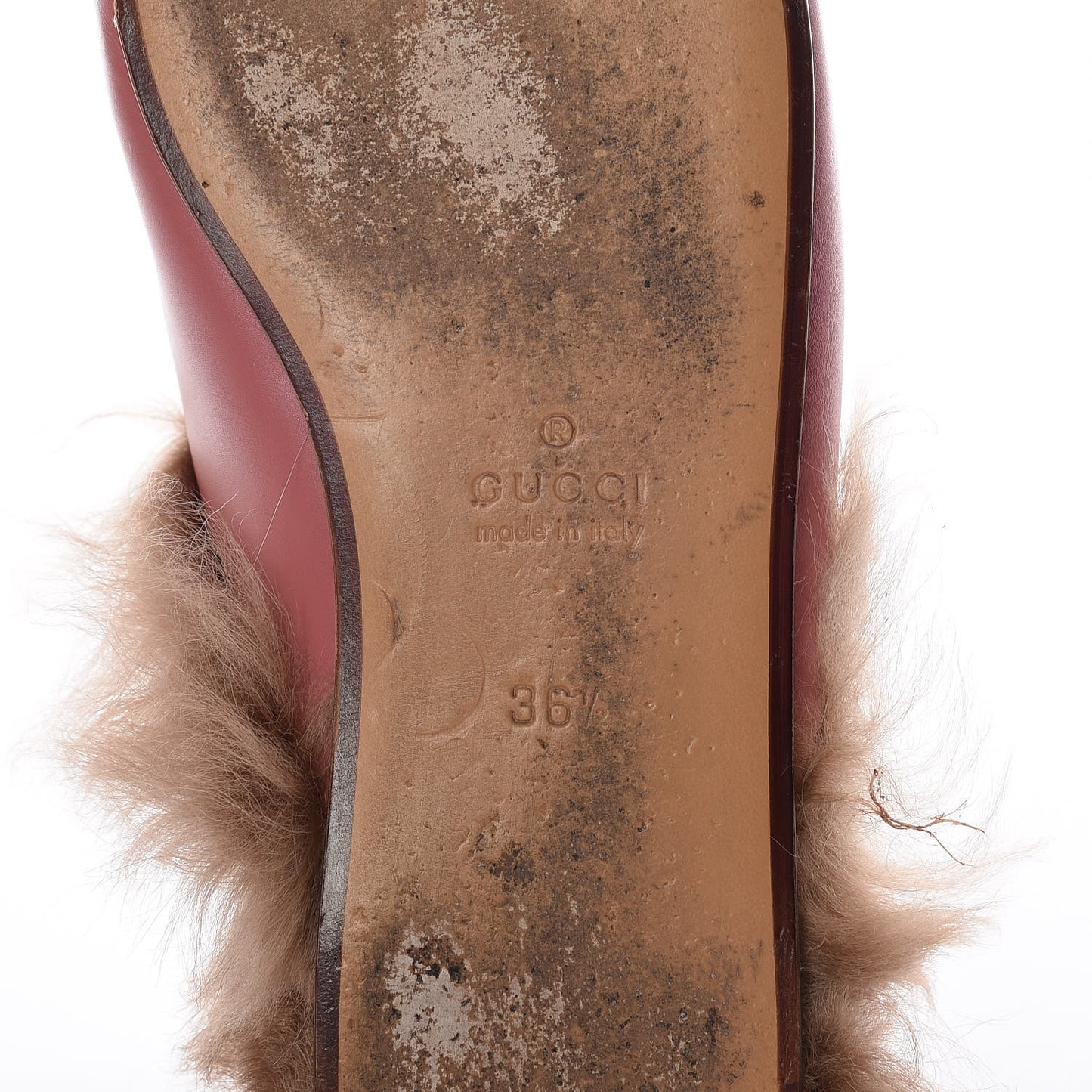Calfskin Fur Womens Princetown Slippers 36.5 Lipstick Rose Natural