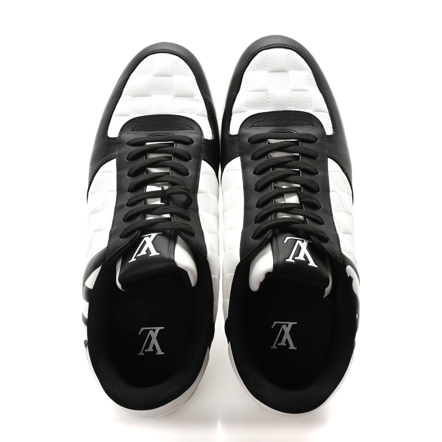 Calfskin Maxi Damier Mens Rivoli Sneakers 8.5 Black White