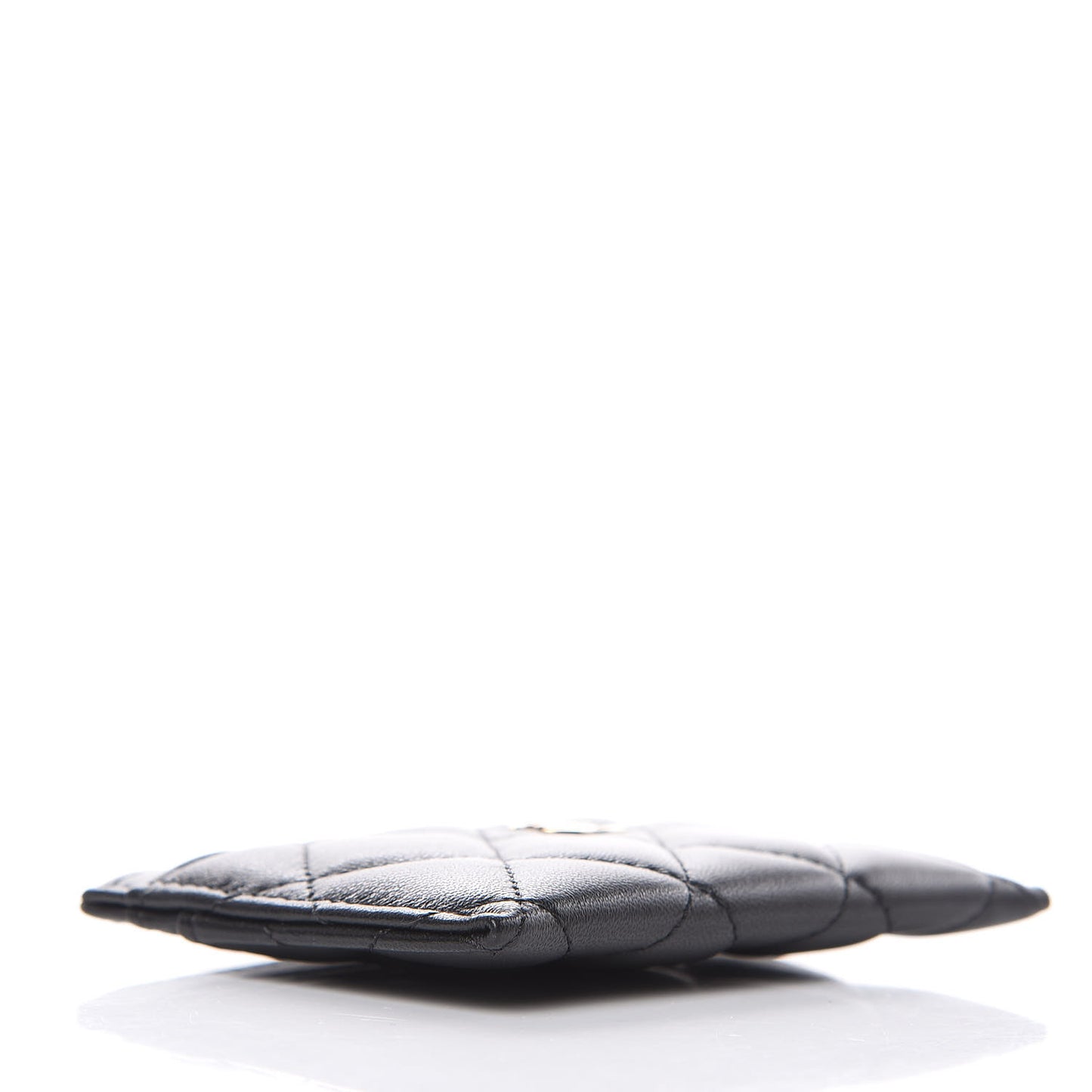 Lambskin Quilted Card Holder Black