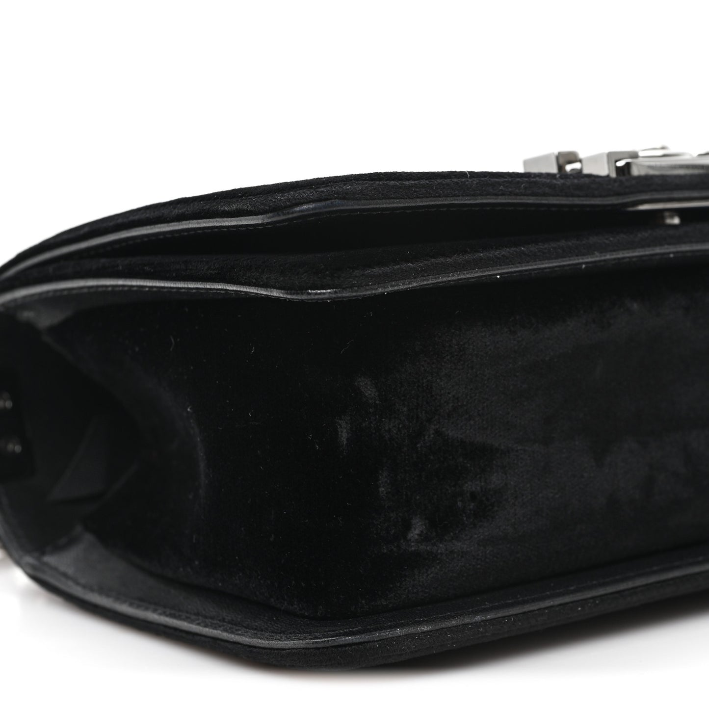 Velvet Quilted Small Boy Flap Black