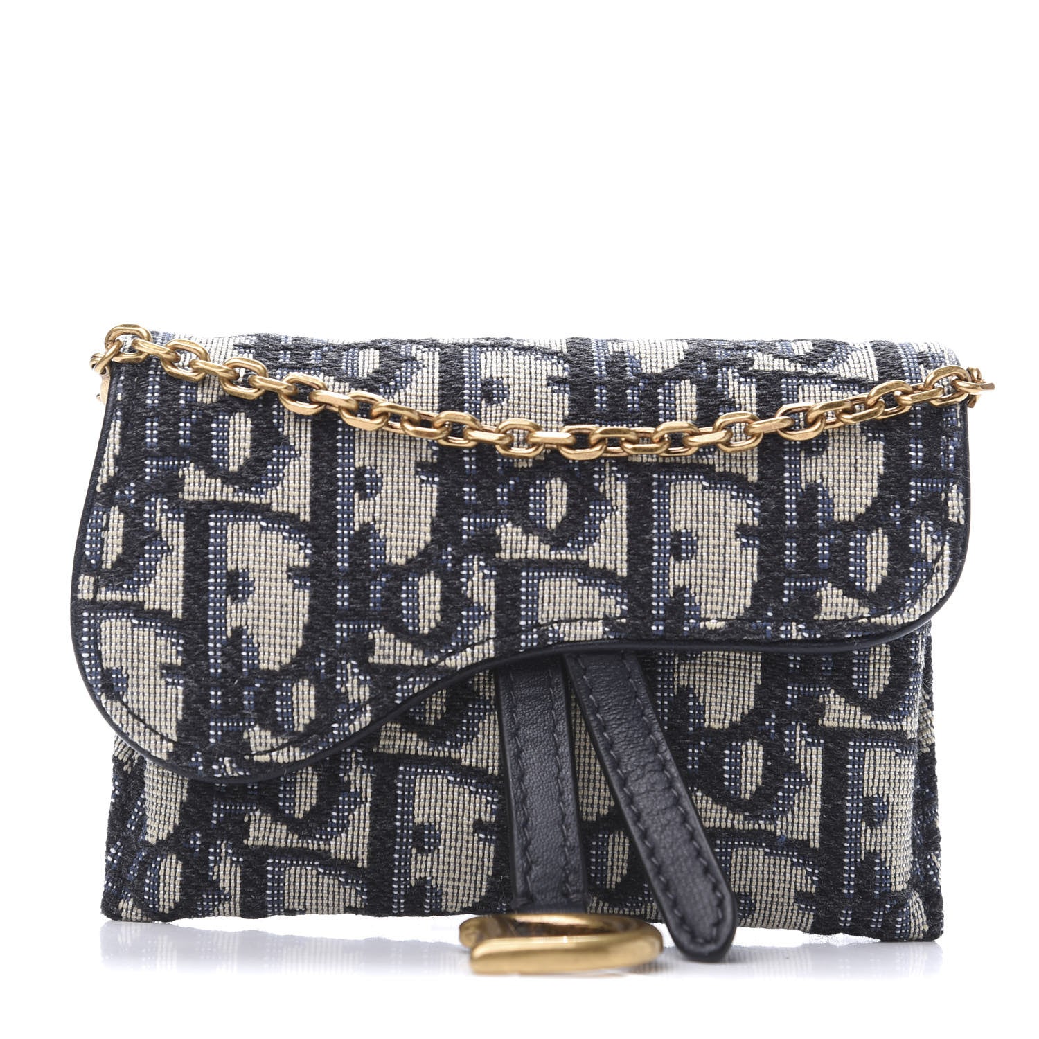 Christian Dior Oblique Nano Saddle Chain Pouch Blue 1 of 9