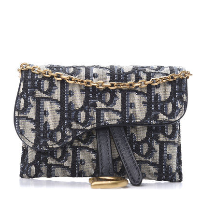 Christian Dior Oblique Nano Saddle Chain Pouch Blue 1 of 9