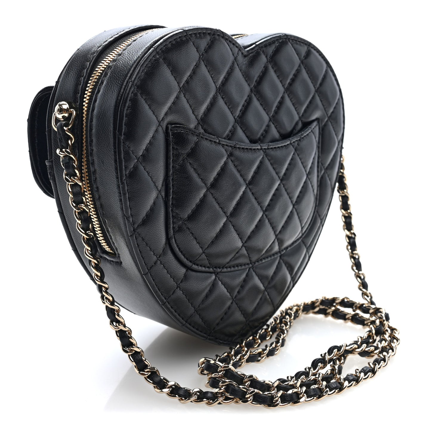 Lambskin Quilted CC In Love Heart Bag Black
