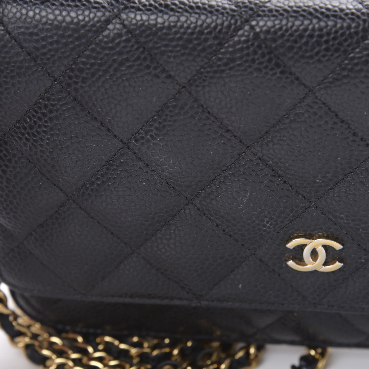 Caviar Quilted Wallet On Chain WOC Black