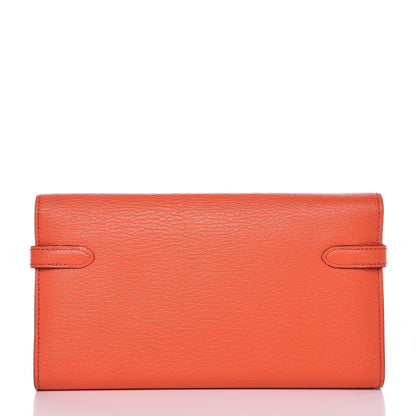 Hermes Chevre Mysore Kelly Longue Wallet Orange Poppy 4 of 24