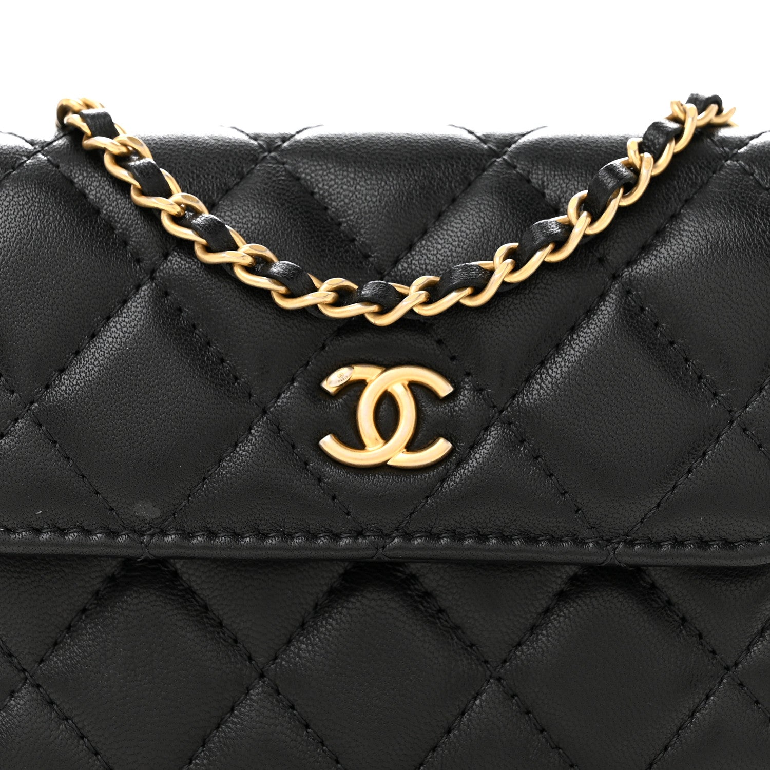 Chanel Lambskin Quilted Pearl Crush Clutch With Chain Black 9 of 12