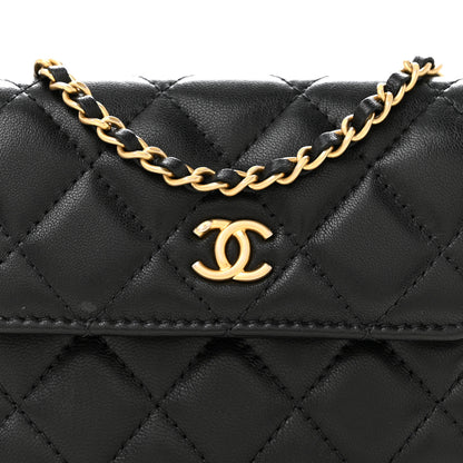 Chanel Lambskin Quilted Pearl Crush Clutch With Chain Black 9 of 12