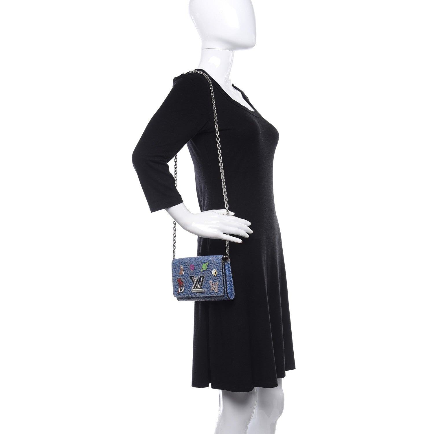 Louis Vuitton Epi Pins Twist Chain Wallet Denim Light 2 of 8