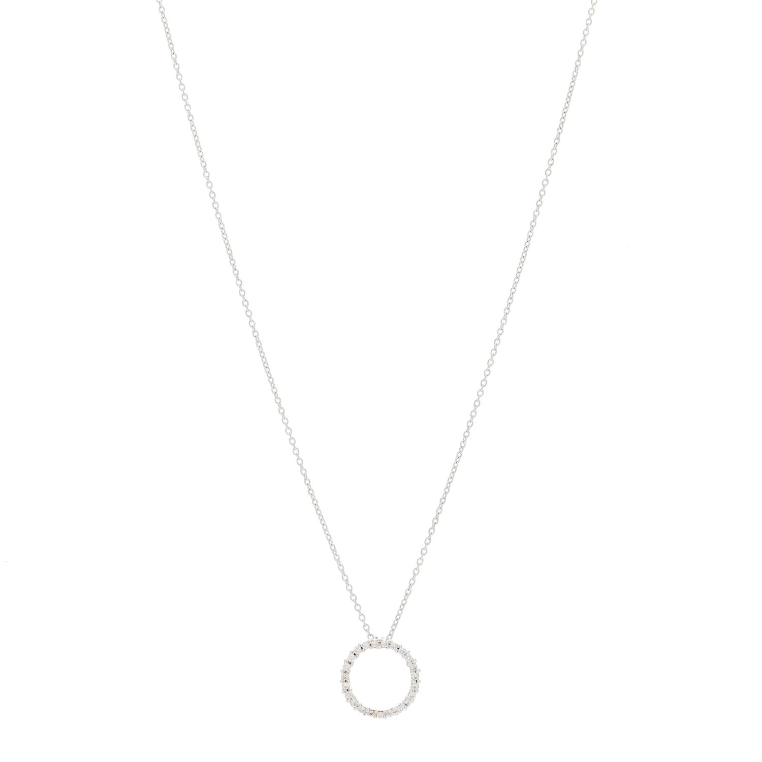 Roberto Coin 18K White Gold Diamond Small Tiny Treasures Circle Pendant Necklace 1 of 4