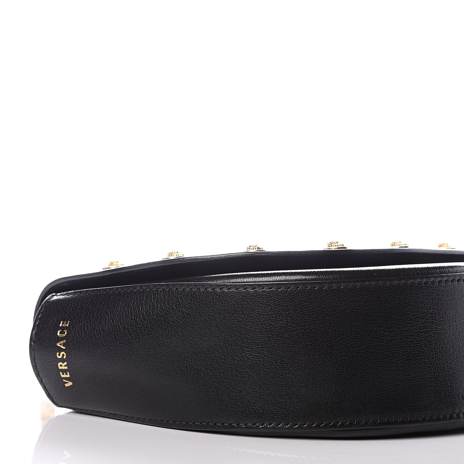 Versace Calfskin Goatskin Medallion Tribute Chain Shoulder Bag Black 8 of 11
