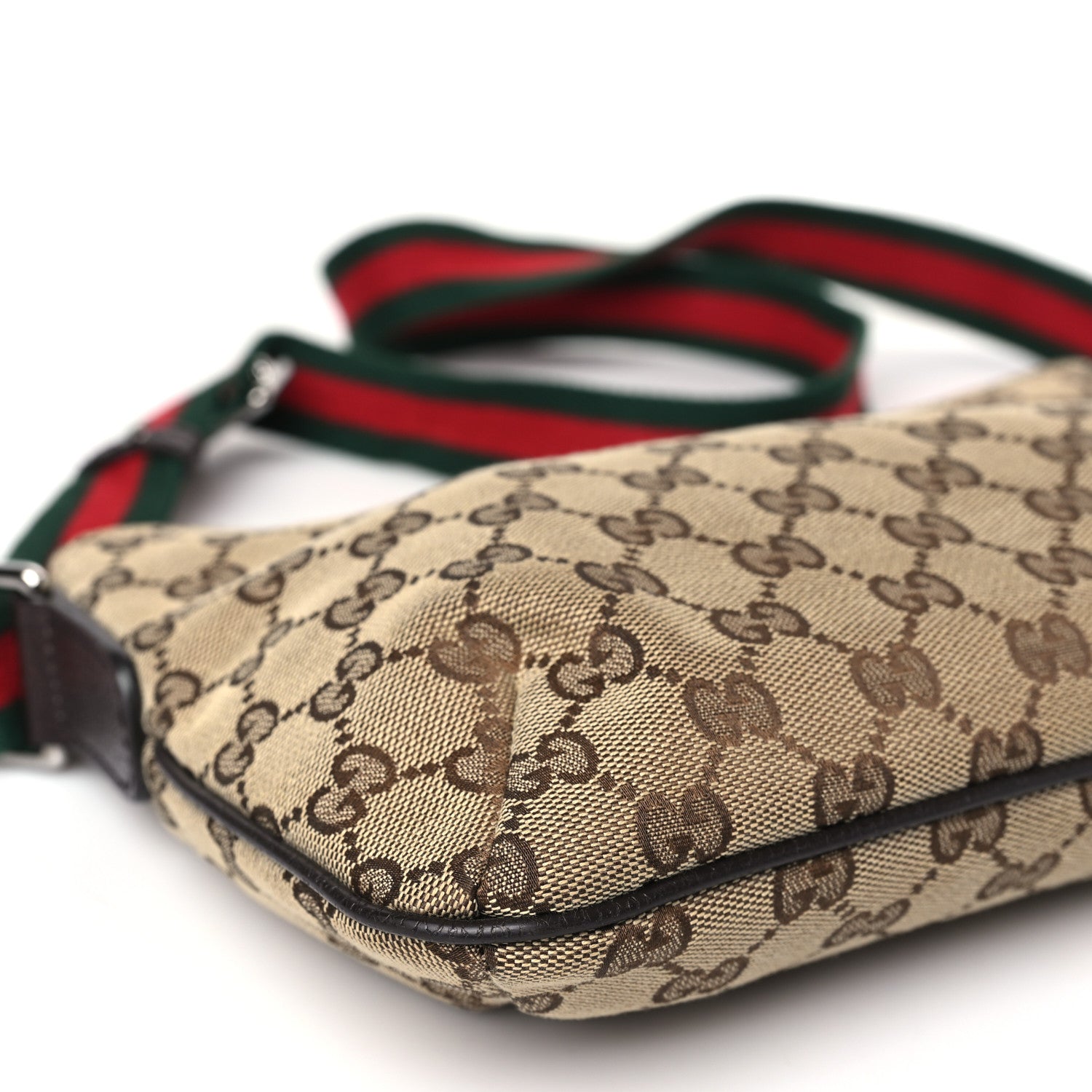 Gucci Monogram Web Small Flat Messenger Crossbody Dark Brown 8 of 9