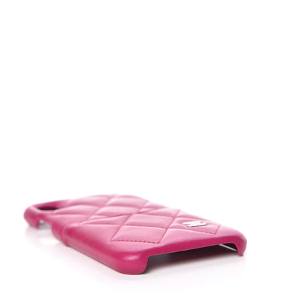 Chanel Lambskin Quilted iPhone X Coco Tech Case Fuchsia 4 of 8