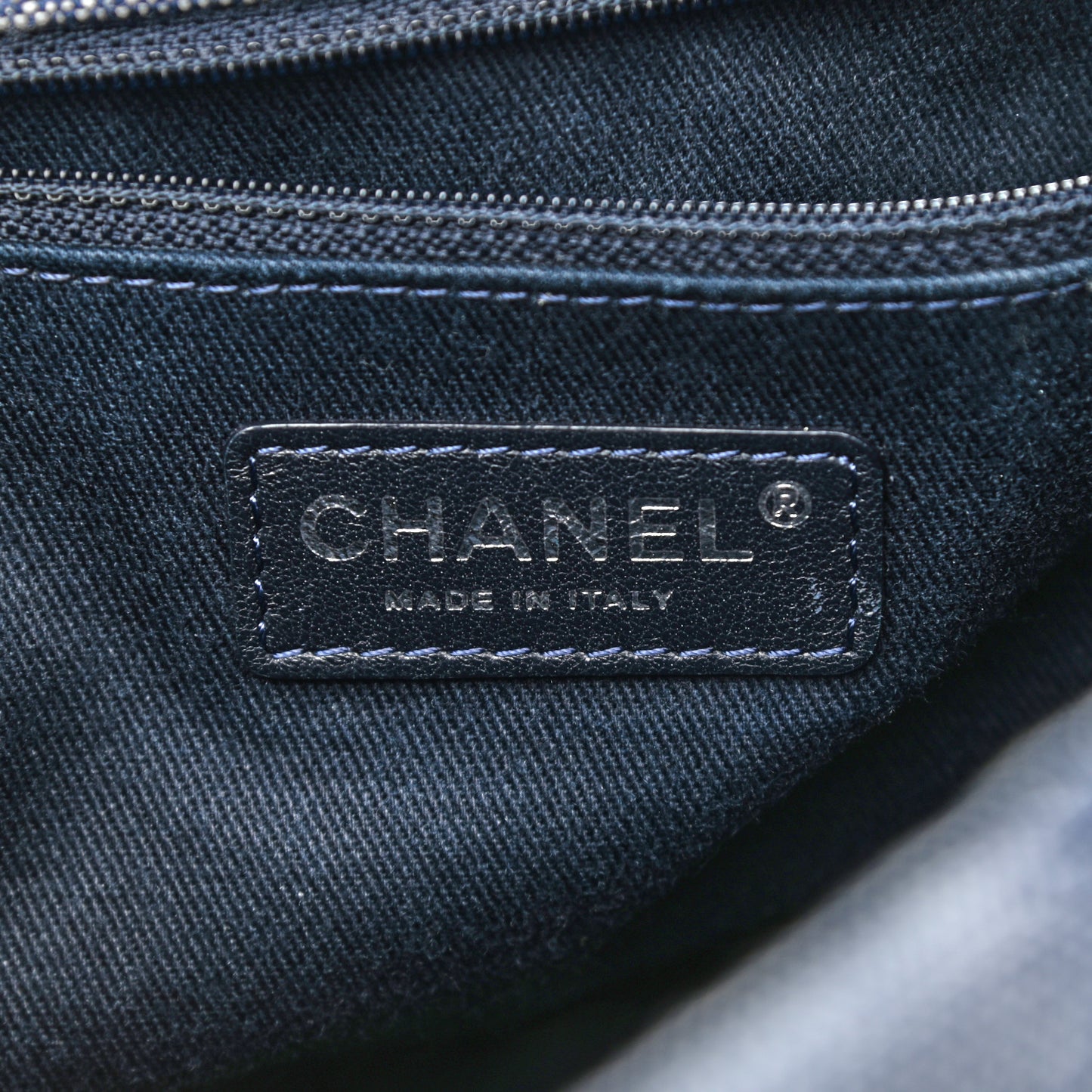 Denim Quilted Medium Airlines Buckle Messenger Bag Blue