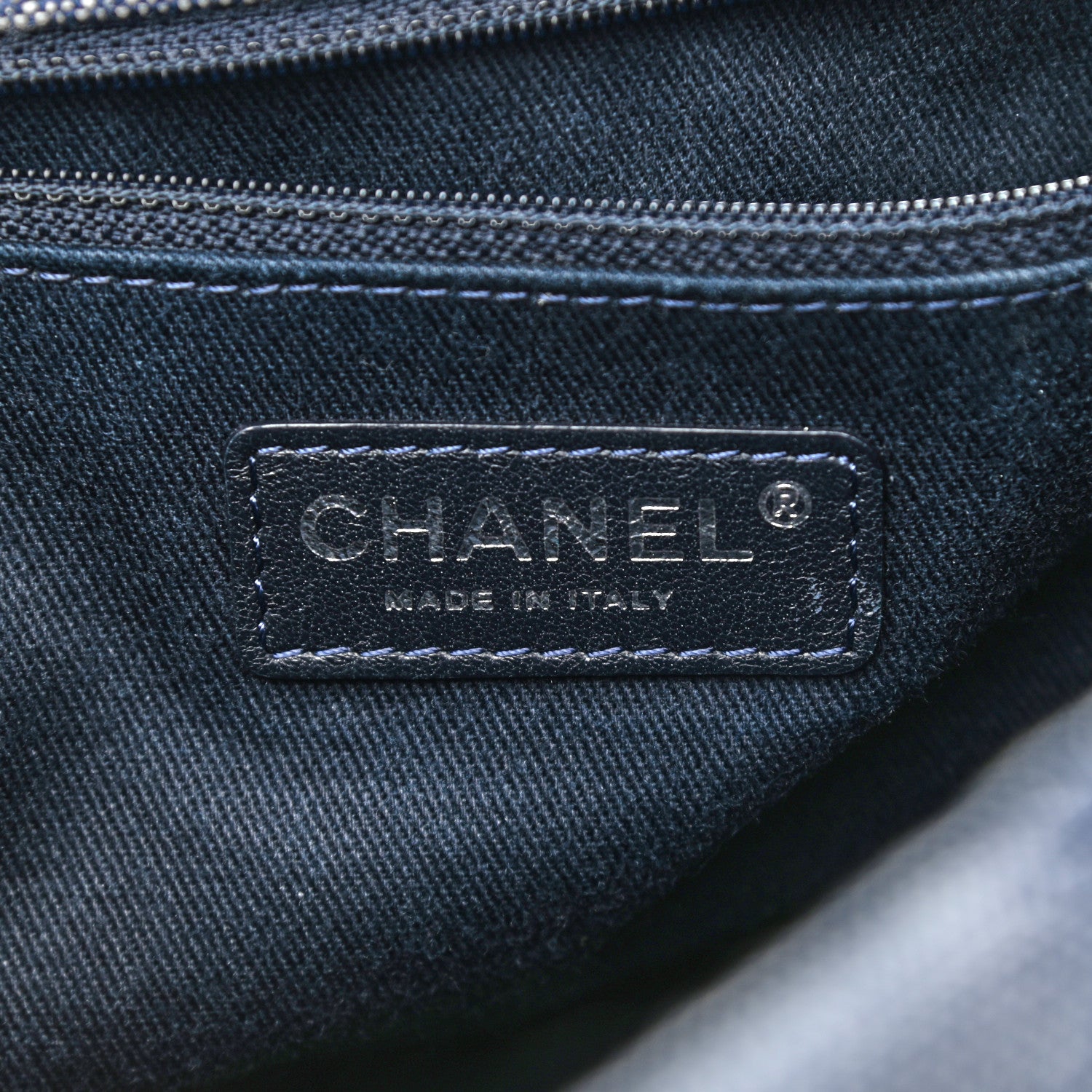 Chanel Denim Quilted Medium Airlines Buckle Messenger Bag Blue 6 of 10