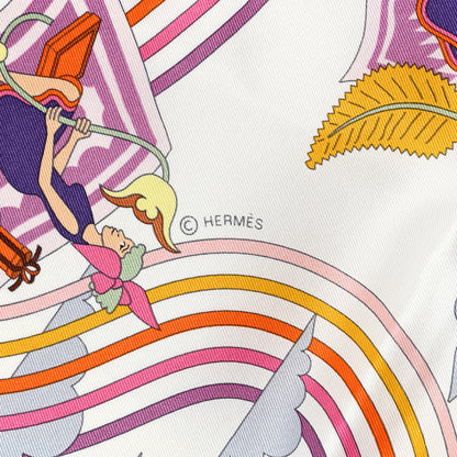 Hermes Silk Carres Volants Scarf 70 White Violet Orange 4 of 6