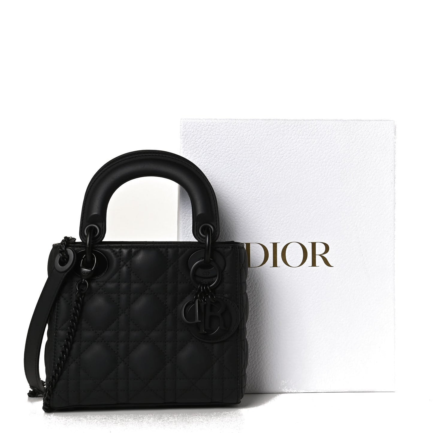 Ultra Matte Calfskin Cannage Mini Lady Dior Black