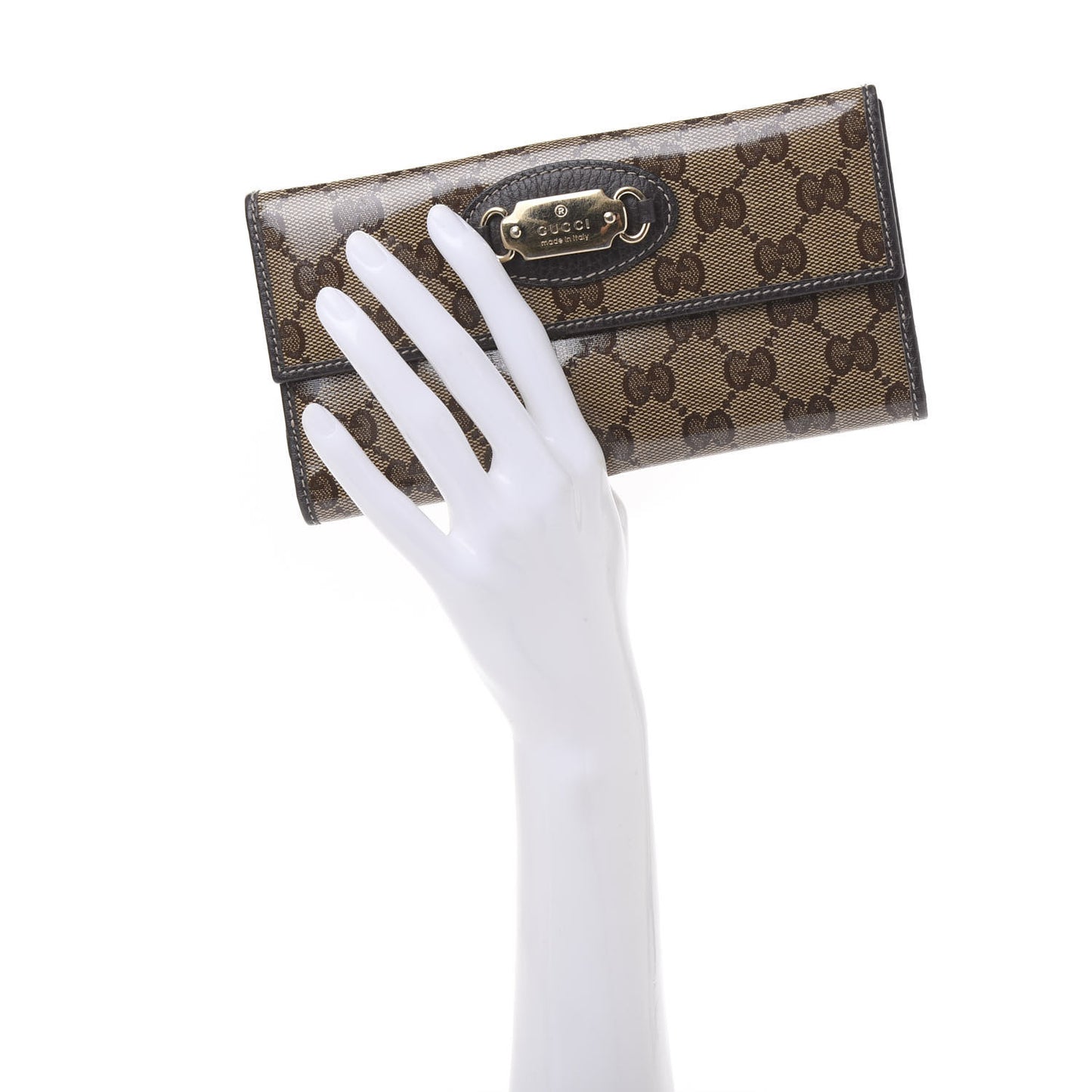 Crystal Monogram Continental Wallet Brown