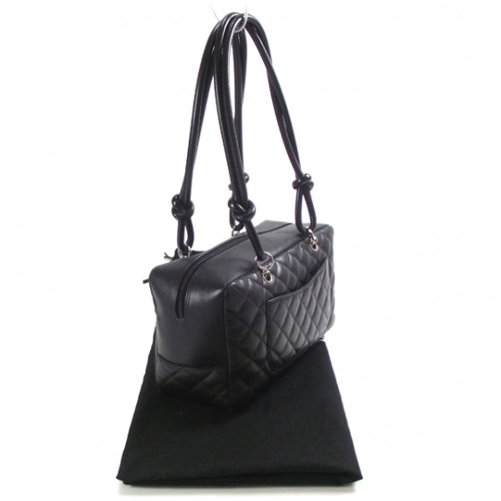 Chanel Calfskin Quilted Large Cambon Bowler Black White 3 of 11