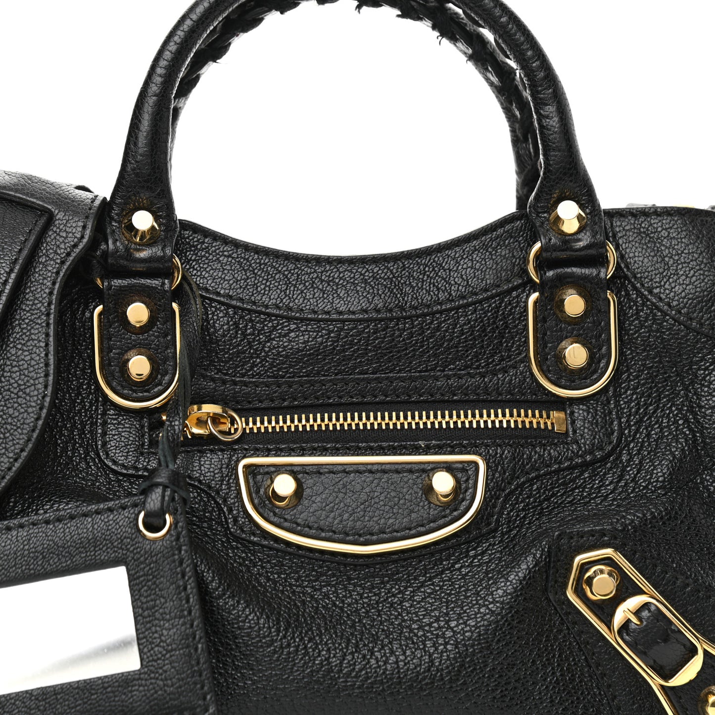 Chevre Gold Metallic Edge Hardware Mini City Black