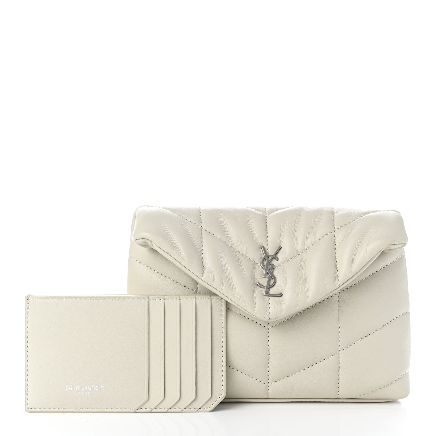 Lambskin Monogram Loulou Puffer Pouch Clutch Crema Soft