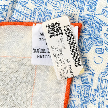 Hermes Cashmere Silk Retour a la Nature 140 Bleu Ciel Rose Vert 3 of 5