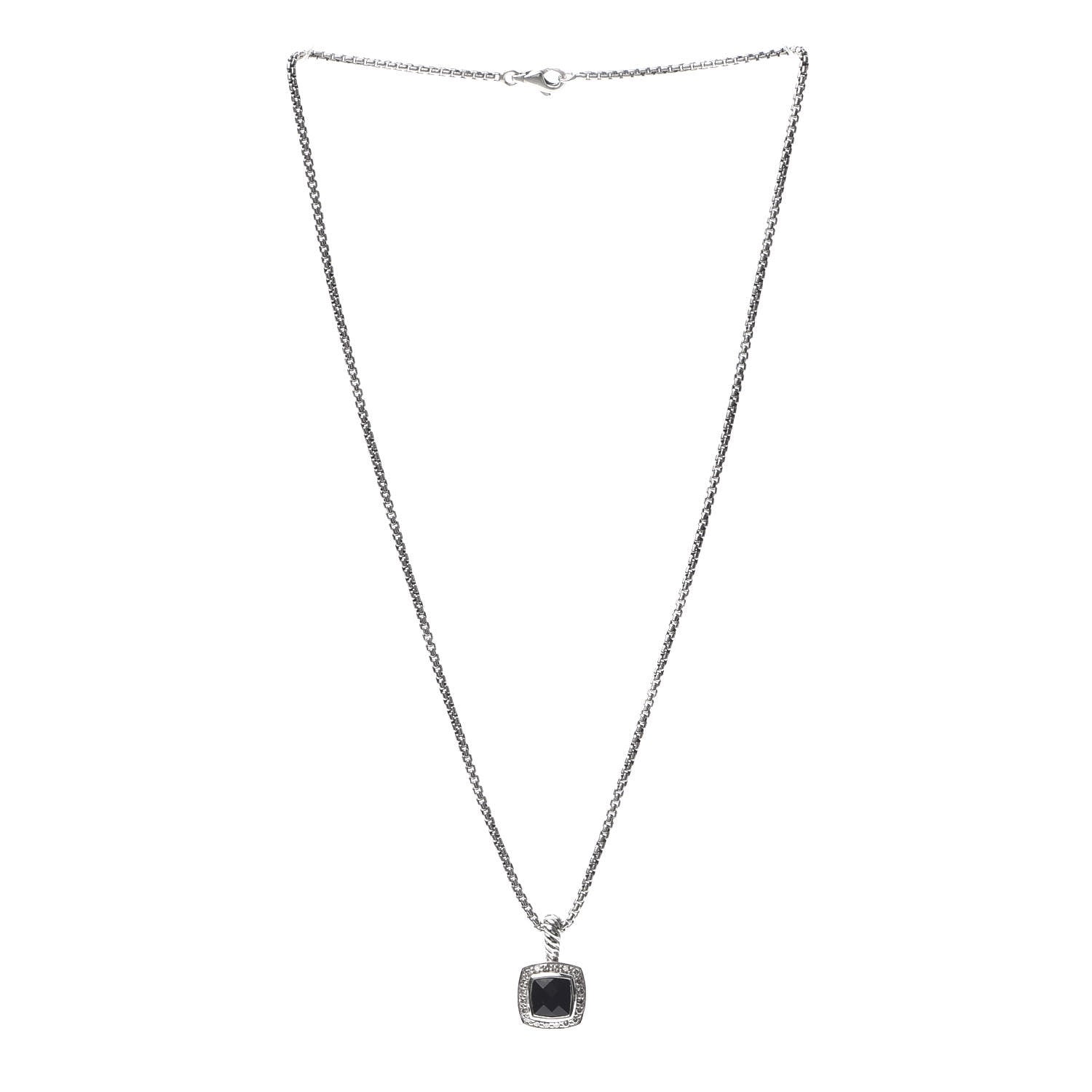 David Yurman Sterling Silver Diamond Black Onyx 7mm Petite Albion Necklace 3 of 5