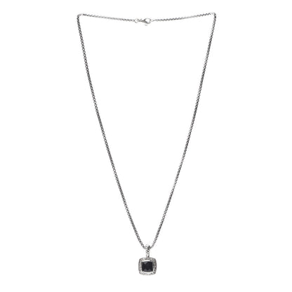 David Yurman Sterling Silver Diamond Black Onyx 7mm Petite Albion Necklace 3 of 5