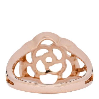 Chanel 18K Rose Gold Diamond Camellia Ring 58 8.5 4 of 5
