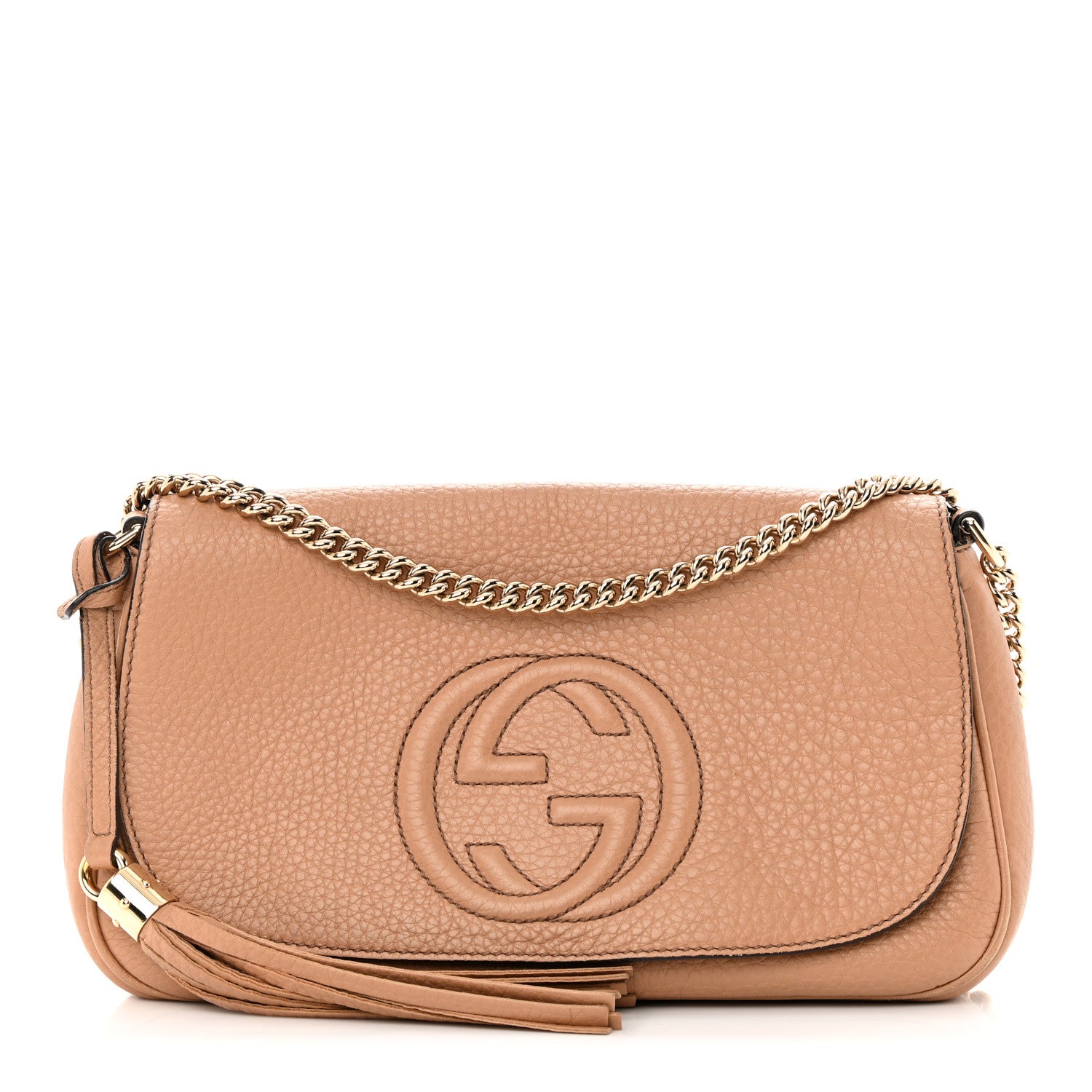 Gucci Pebbled Calfskin Medium Soho Flap Crossbody Camelia 1 of 21