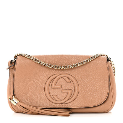Gucci Pebbled Calfskin Medium Soho Flap Crossbody Camelia 1 of 21
